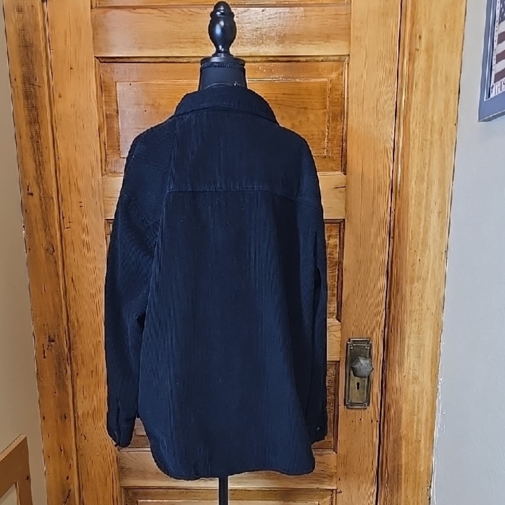 Kensie Black Cabincore Corduroy Shirt Jacket L - Picture 4 of 4